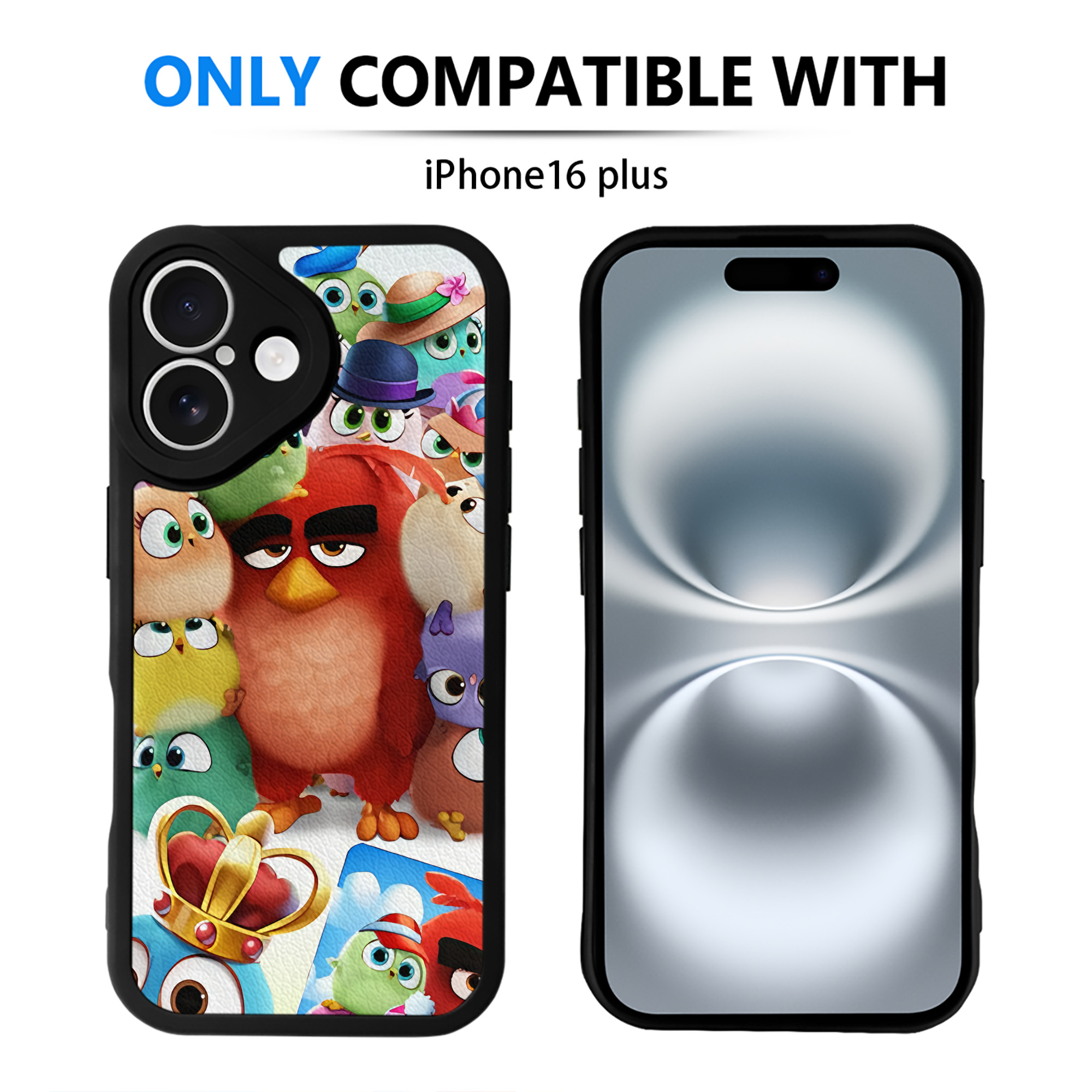 （画像用） Angry Birds アングリーバード 【iPhone 16シリーズ対応】シリコンスマホケース（レザー調） 材質：シリコン